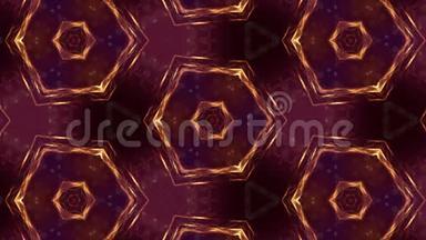 发光粒子形成华丽的图案，如曼陀罗。 抽象无缝动画作为HUD屏幕的科幻图案